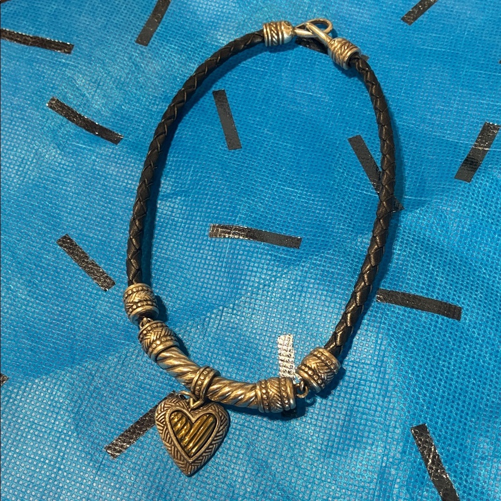 VTG Retired Brighton Leather Heart Necklace